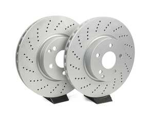 ES#5425678 - 2044211012-xKT - Front V5 Drilled Brake Rotors - Pair (322x32) - Precision manufactured and featuring a GeoSpec corrosion-resistant coating - ECS - Mercedes Benz