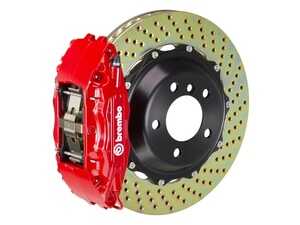 ES#2849351 - 1B1.8015A2 - 01-06 M3 (E46), 06-08 Z4 M-Coupe/Roadster (E85, E86), Front, Drilled, Red, 4 Piston, 355x32 2-Piece - Brembo - BMW