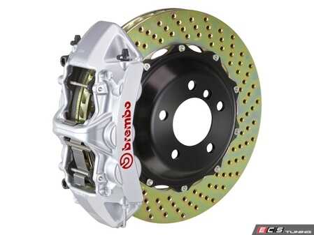 ES#2850563 - 1M1.8035A3 - 08-13 128i (E81, E82, E88), 08-13 135i (E81, E82, E88), Front, Drilled, Silver, 6 Piston, 355x32 2-Piece - Brembo - BMW