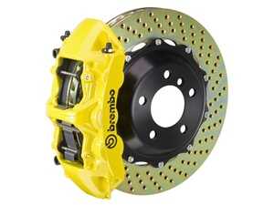 ES#2850674 - 1M1.9001A5 - 01-06 M3 (E46), 06-08 Z4 M-Coupe/Roadster (E85, E86), Front, Drilled, Yellow, 6 Piston, 380x32 2-Piece - Brembo - BMW