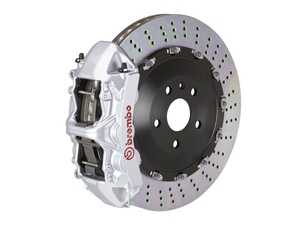 ES#2852075 - 1N1.9504A3 - 06-10 M5 (E60), 06-10 M6 (E63, E64), Front, Drilled, Silver, 6 Piston, 405x34 2-Piece - Brembo - BMW