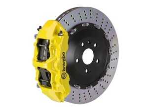 ES#2852076 - 1N1.9504A5 - 06-10 M5 (E60), 06-10 M6 (E63, E64), Front, Drilled, Yellow, 6 Piston, 405x34 2-Piece - Brembo - BMW