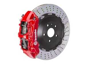 ES#2852124 - 1N1.9516A2 - 10+ 550i, xDrive Gran Turismo (F07), 09+ 7-Series (F01, F02, F04), Front, Drilled, Red, 6 Piston, 405x34 2-Piece - Brembo - BMW