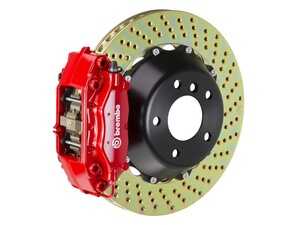 ES#2853303 - 2C1.8022A2 - 05-08 7-Series (After 3/05 Production) (E65, E66), Rear, Drilled, Red, 4 Piston, 345x28 2-Piece - Brembo - BMW