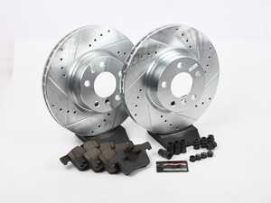 ES#5456290 - K6038 - Z23 Evolution Sport Brake Upgrade Kit - Front *Scratch And Dent* - Includes Z23 Carbon-Fiber Ceramic Brake Pads, Drilled & Slotted Zinc Plated Rotors, and stainless-steel hardware - Scratch & Dent - BMW