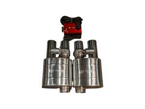 ES#5457433 - UVM76MMDUALOUTx2 - Universal Valved Muffler Kit - Single Inlet / Dual Outlet - 3.0" (76mm) - 2 Mufflers - Upgrade your ride with the Valvetronic Designs universal valve muffler kit, a premium T304 stainless steel solution that delivers an aggressive, valved exhaust note at the click of a button - Valvetronic Designs - Audi BMW Volkswagen Mercedes Benz MINI Porsche