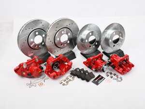 ES#5446776 - KC899-26 - Z26 Extreme Front & Rear Brake Service Kit - With Powder-coated Calipers (288x25 / 232x9) *Scratch And Dent* - Featuring carbon fiber and ceramic hybrid pads that resist fade to 1500 degrees with cross-drilled and slotted performance rotors - Scratch & Dent - Volkswagen