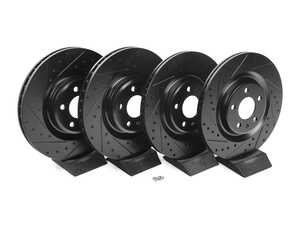 ES#5445645 - 8k0615301m-xsKT - Front & Rear V5 Dimpled/Drilled & Slotted Brake Rotors - Set (345x30/330x22) - Precision manufactured for consistent stopping power during high performance driving. Featuring a matte black zinc coating for corrosion protection. - ECS - Audi