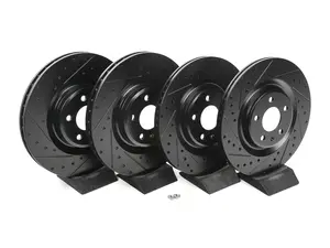 Front & Rear V5 Dimpled/Drilled & Slotted Brake Rotors - Set (345x30/330x22)