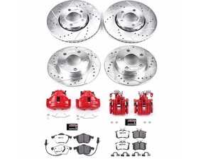 ES#4799286 - KC2800-26 - Power Stop Z26 Street Warrior Front & Rear Brake Kit w/ Calipers (288mm/244mm) - A complete performance brake upgrade with drilled & slotted rotors, carbon-fiber ceramic pads, and red powder-coated calipers. - Power Stop - Volkswagen