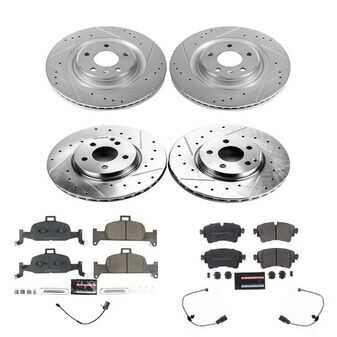 ES#4798392 - K8552 - Power Stop Z23 Evolution Sport Front & Rear Brake Kit (338mm/330mm) - A direct-fit performance upgrade with drilled & slotted zinc-plated rotors and low-dust carbon-fiber ceramic pads. - Power Stop - Audi