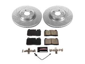 ES#4798589 - K9025 - Power Stop Z23 Evolution Sport Front Brake Kit (345mm) - A direct-fit performance upgrade with drilled & slotted zinc-plated rotors and low-dust carbon-fiber ceramic pads. - Power Stop - Audi