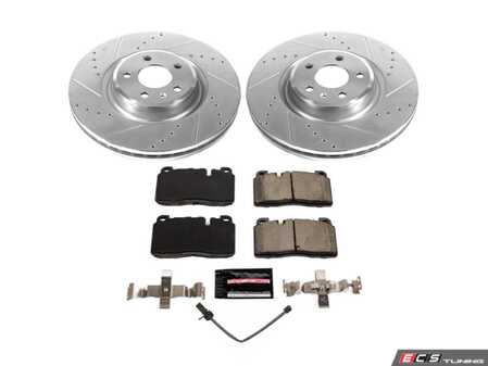 ES#4798589 - K9025 - Power Stop Z23 Evolution Sport Front Brake Kit (345mm) - A direct-fit performance upgrade with drilled & slotted zinc-plated rotors and low-dust carbon-fiber ceramic pads. - Power Stop - Audi