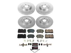 ES#4798590 - K9026 - Power Stop Z23 Evolution Sport Front & Rear Brake Kit (345mm/330mm) - A direct-fit performance upgrade with drilled & slotted zinc-plated rotors and low-dust carbon-fiber ceramic pads. - Power Stop - Audi