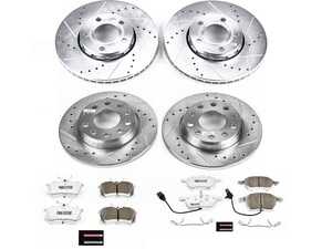 ES#3990426 - K7917-26 - Power Stop Z26 Street Warrior Front & Rear Brake Kit (288mm/245mm) - A complete performance brake upgrade featuring drilled & slotted rotors and high-performance carbon-fiber ceramic pads. - Power Stop - Audi
