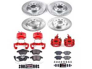 ES#4799914 - KC5747 - Power Stop Z23 Evolution Sport Front & Rear Brake Kit w/ Calipers (288mm/272mm) - A complete performance brake upgrade with drilled & slotted rotors, carbon-fiber ceramic pads, and red powder-coated calipers. - Power Stop - Volkswagen
