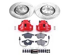 ES#4800143 - KC636 - Power Stop Z23 Evolution Sport Front Brake Kit w/ Calipers (312mm) - A complete performance front brake upgrade with drilled & slotted rotors, carbon-fiber ceramic pads, and red powder-coated calipers. - Power Stop - Audi