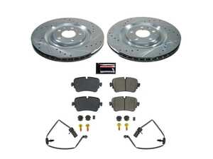 ES#4798223 - K8221 - Power Stop Z23 Evolution Sport Rear Brake Kit (350mm) - A direct-fit performance upgrade with drilled & slotted zinc-plated rotors and low-dust carbon-fiber ceramic pads. - Power Stop - Audi