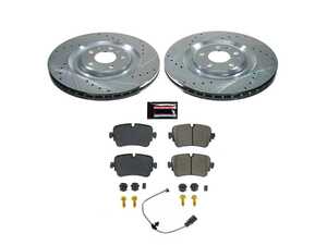 ES#4798393 - K8571 - Power Stop Z23 Evolution Sport Rear Brake Kit (350mm) - A direct-fit performance upgrade with drilled & slotted zinc-plated rotors and low-dust carbon-fiber ceramic pads. - Power Stop - Audi