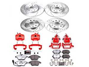 ES#4799785 - KC5363-26 - Power Stop Z26 Street Warrior Front & Rear Brake Kit w/ Calipers (312mm/260mm) - A complete performance brake upgrade with drilled & slotted rotors, carbon-fiber ceramic pads, and red powder-coated calipers. - Power Stop - Volkswagen