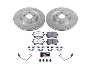 ES#4798524 - K8850-26 - Power Stop Z26 Street Warrior Rear Brake Kit (330mm) - A direct-fit performance upgrade with drilled & slotted zinc-plated rotors and extreme-performance carbon-fiber ceramic pads. - Power Stop - Audi