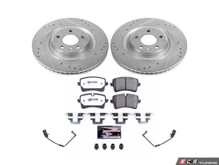 ES#4798524 - K8850-26 - Power Stop Z26 Street Warrior Rear Brake Kit (330mm) - A direct-fit performance upgrade with drilled & slotted zinc-plated rotors and extreme-performance carbon-fiber ceramic pads. - Power Stop - Audi