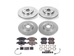 ES#4798537 - K8883 - Power Stop Z23 Evolution Sport Front & Rear Brake Kit (320mm/330mm) - A direct-fit performance upgrade with drilled & slotted zinc-plated rotors and low-dust carbon-fiber ceramic pads. - Power Stop - Audi
