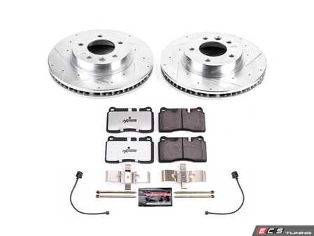 ES#4798498 - K8821-26 - Power Stop Z26 Street Warrior Front Brake Kit (330mm) - A direct-fit performance upgrade with drilled & slotted zinc-plated rotors and extreme-performance carbon-fiber ceramic pads. - Power Stop - Volkswagen