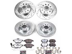 ES#3989890 - K4068-26 - Power Stop Z26 Street Warrior Front & Rear Brake Kit (288mm/260mm) - A complete performance brake upgrade featuring drilled & slotted rotors and high-performance carbon-fiber ceramic pads. - Power Stop - Volkswagen