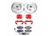 ES#4800366 - KC7175 - Power Stop Z23 Evolution Sport Front Brake Kit with Calipers (340mm) - A direct-fit performance upgrade with drilled & slotted zinc-plated rotors, red powder-coated calipers, and low-dust carbon-fiber ceramic pads. - Power Stop - Volkswagen