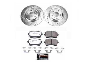ES#3989933 - K4745-26 - Power Stop Z26 Street Warrior Rear Brake Kit (300mm) - A complete performance rear brake upgrade featuring drilled & slotted solid rotors and high-performance carbon-fiber ceramic pads. - Power Stop - Audi