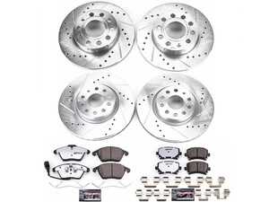 ES#3989964 - K5363-26 - Power Stop Z26 Street Warrior Front & Rear Brake Kit (312mm/260mm) - A complete performance brake upgrade featuring drilled & slotted rotors and high-performance carbon-fiber ceramic pads. - Power Stop - Audi Volkswagen