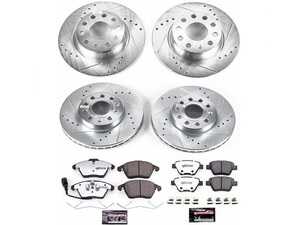 ES#3989997 - K5747-26 - Power Stop Z26 Street Warrior Front & Rear Brake Kit (288mm/272mm) - A complete 4-wheel performance brake upgrade featuring drilled & slotted rotors and high-performance carbon-fiber ceramic pads. - Power Stop - Volkswagen