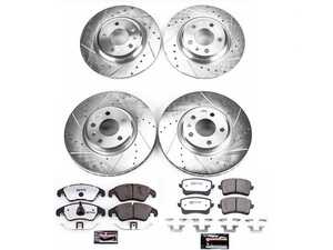 ES#3990000 - K5754-26 - Power Stop Z26 Street Warrior Front & Rear Brake Kit (320mm/300mm) - A complete 4-wheel performance brake upgrade featuring drilled & slotted rotors and high-performance carbon-fiber ceramic pads. - Power Stop - Audi