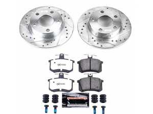 ES#3990020 - K584-26 - Power Stop Z26 Street Warrior Rear Brake Kit (244mm) - A complete performance rear brake upgrade featuring drilled & slotted solid rotors and high-performance carbon-fiber ceramic pads. - Power Stop - Audi