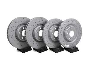 ES#5444975 - B930FRR4KT - Front & Rear Cross Drilled Rotor Set (350x34mm/330x22mm) - Zimmerman Sport drilled rotors deliver excellent braking performance! - Zimmermann - Audi