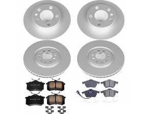 ES#3989356 - CRK915 - Power Stop Z23 Evolution Sport Coated Front & Rear Brake Kit (312mm/232mm) - A complete 4-wheel daily-driver upgrade featuring high-carbon smooth Geomet coated rotors and low-dust carbon-fiber ceramic pads. - Power Stop - Audi