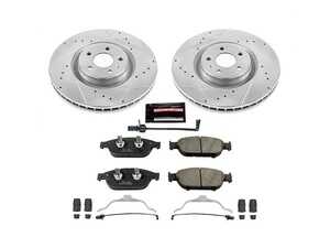 ES#3990081 - K6129 - Power Stop Z23 Evolution Sport Front Brake Kit (356mm) - A performance front-wheel brake upgrade featuring drilled & slotted rotors and low-dust carbon-fiber ceramic pads. - Power Stop - Audi