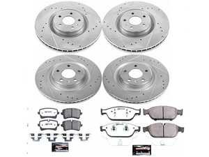 ES#3990086 - K6132-26 - Power Stop Z26 Street Warrior Front & Rear Brake Kit (356mm/330mm) - A complete 4-wheel performance brake upgrade featuring drilled & slotted rotors and high-performance carbon-fiber ceramic pads. - Power Stop - Audi