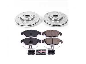 ES#3157511 - K6133 - Power Stop Z23 Evolution Sport Front Brake Kit (320mm) - A performance front-wheel brake upgrade featuring drilled & slotted rotors and low-dust carbon-fiber ceramic pads. - Power Stop - Audi