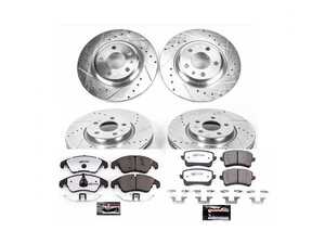 ES#3990088 - K6134-26 - Power Stop Z26 Street Warrior Front & Rear Brake Kit (320mm/300mm) - A complete 4-wheel performance brake upgrade featuring drilled & slotted rotors and high-performance carbon-fiber ceramic pads. - Power Stop - Audi