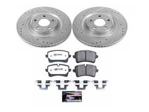 ES#3990094 - K6139-26 - Power Stop Z26 Street Warrior Rear Brake Kit (330mm) - A complete rear-wheel performance brake upgrade featuring drilled & slotted rotors and high-performance carbon-fiber ceramic pads. - Power Stop - Audi