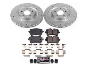 ES#3990093 - K6139 - Power Stop Z23 Evolution Sport Rear Brake Kit (330mm) - A performance rear-wheel brake upgrade featuring drilled & slotted rotors and low-dust carbon-fiber ceramic pads. - Power Stop - Audi
