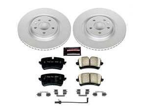 ES#3989107 - CRK6139 - Power Stop Z23 Evolution Sport Coated Rear Brake Kit (330mm) - A complete rear-wheel daily-driver upgrade featuring high-carbon smooth Geomet coated rotors and low-dust carbon-fiber ceramic pads. - Power Stop - Audi
