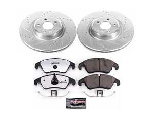 ES#3990095 - K6140-26 - Power Stop Z26 Street Warrior Front Brake Kit (345mm) - A complete front-wheel performance brake upgrade featuring drilled & slotted rotors and high-performance carbon-fiber ceramic pads. - Power Stop - Audi
