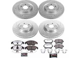 ES#3990101 - K6143-26 - Power Stop Z26 Street Warrior Front & Rear Brake Kit (345mm/330mm) - A complete 4-wheel performance brake upgrade featuring drilled & slotted rotors and high-performance carbon-fiber ceramic pads. - Power Stop - Audi