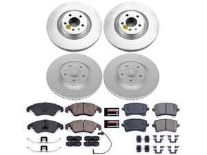 ES#3989111 - CRK6143 - Power Stop Z23 Evolution Sport Coated Front & Rear Brake Kit (345mm/330mm) - A complete 4-wheel daily-driver upgrade featuring high-carbon smooth Geomet coated rotors and low-dust carbon-fiber ceramic pads. - Power Stop - Audi