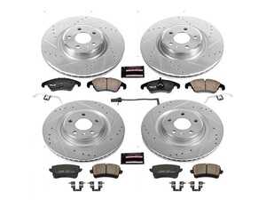 ES#3194982 - k6143KT - Power Stop Z23 Evolution Sport Front & Rear Brake Kit (345mm/330mm) - A complete 4-wheel performance brake upgrade featuring drilled & slotted rotors and low-dust carbon-fiber ceramic pads. - Power Stop - Audi