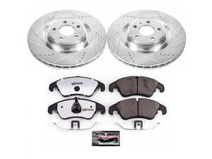 ES#3990103 - K6154-26 - Power Stop Z26 Street Warrior Front Brake Kit (345mm) - A complete front-wheel performance brake upgrade featuring drilled & slotted rotors and high-performance carbon-fiber ceramic pads. - Power Stop - Audi