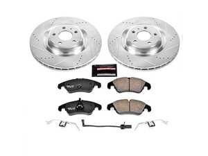 ES#3990102 - K6154 - Power Stop Z23 Evolution Sport Front Brake Kit (345mm) - A performance front-wheel brake upgrade featuring drilled & slotted rotors and low-dust carbon-fiber ceramic pads. - Power Stop - Audi